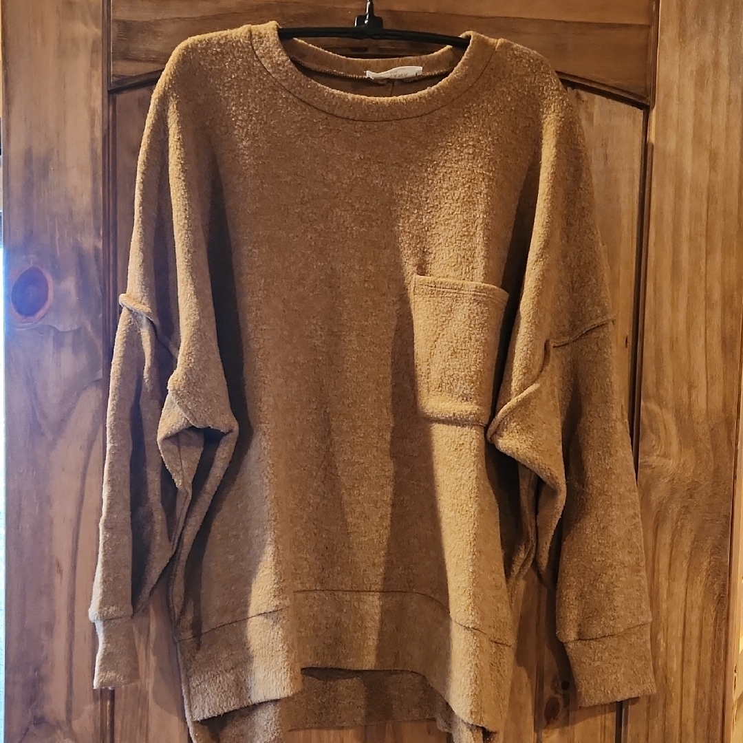 Women's Camel Color Fleece Sweater